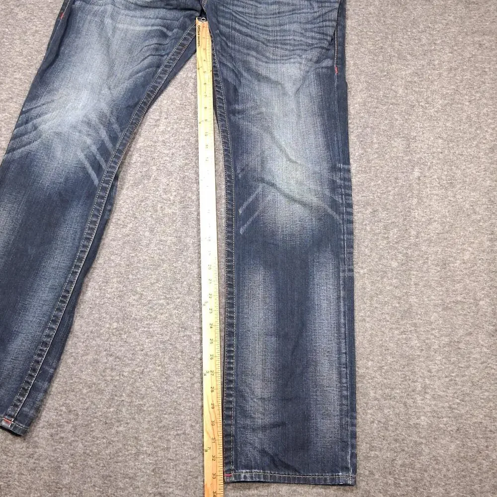 True Religion Section Slim Jeans Mens 34x33 Blue Slim Straight Flap Pockets